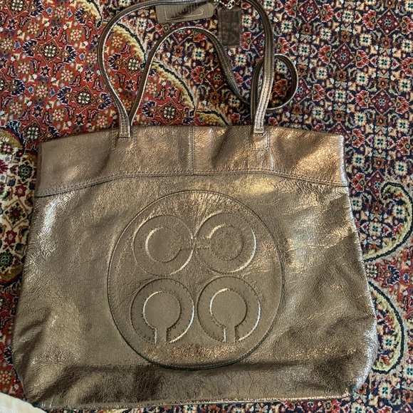Coach metallic neutral gold/silver tote - Picture 2 of 7